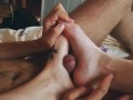 Quick Homemade Morning Footjob and Solefuck to Cum on Feet