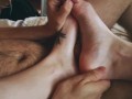 Quick Homemade Morning Footjob and Solefuck to Cum on Feet