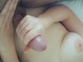  beauty gives morning handjob - cum covered tits - POV amateur orgasm