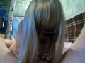 hot blonde is giving me a nice blowjob