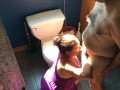 BBW Missy Gives Hubby Sloppy Blowjob On Bathroom Floor