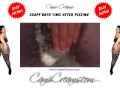Pissing Hairy Ebony BBW Over Toilet Before Bathtub Soapy Wash - Cami Creams