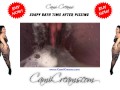 Pissing Hairy Ebony BBW Over Toilet Before Bathtub Soapy Wash - Cami Creams