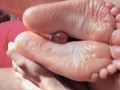 Perfect Teen Feet Solejob Massive Cum | Footjob Soles Long Toes Worship