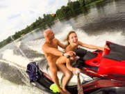 Public anal ride on the jet ski in the city centre. Mia Bandini