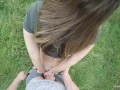 Wet Blowjob and Hot Sex in the Backseat of a Car after a Walk on the Outdoor with Young Brunette POV