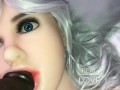 Real Doll Sucks & Fucks Big Black Cock Dildo Dick