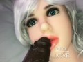 Real Doll Sucks & Fucks Big Black Cock Dildo Dick