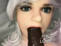 Real Doll Sucks & Fucks Big Black Cock Dildo Dick