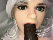 Real Doll Sucks & Fucks Big Black Cock Dildo Dick