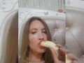 EroticTanya sucking and licking banana -tease before eating iy