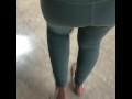 Wife in leggings with visible side boobs in public