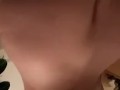 Tight slut squeezes pussy over XL dildo