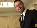 Subslut Montse Swinger gags on cock before rough anal fuck