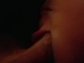 Milf gives blowjob till he cums in her mouth and on chin with deepthroat