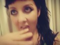Horny as fuck hot babe licks out cream pie cum from her own pussy