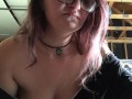 Busty Teen Smoking & Flashing Tits