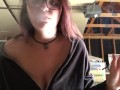 Busty Teen Smoking & Flashing Tits