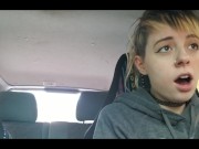 In public with vibrator and having an orgasm while driving