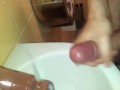 hairy amateur BWC  insane cumshot in bathromm at work