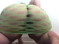 Carlycurvy striptease in neon green fishnet dress