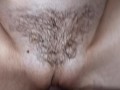 Cum on Her Hairy Pussy CLOSE UP