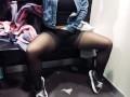 Shaking orgasm. Shopping. Pantyhose and sneakers in public changing room HD