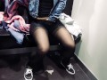 Shaking orgasm. Shopping. Pantyhose and sneakers in public changing room HD