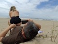 More Real Amateur Public Sex Risky on the Beach !!! People walking near...
