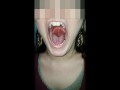 Girl huge mouth and long tongue spit
