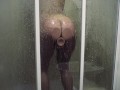 Big ass wife. Shower masturbation with a suction cup dildo made me cum hd
