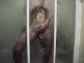 Big ass wife. Shower masturbation with a suction cup dildo made me cum hd