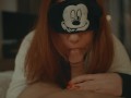 Mickey Mouse Cosplay Blindfold Sensual Blowjob Massive Cumshot Redhead POV
