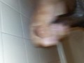 Juicy dick jacked off with conditioner in the shower