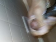 Juicy dick jacked off with conditioner in the shower