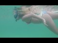 BF gives petite brunette sexy snorkeling lesson in public