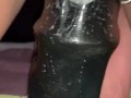 Sletje riding big horse dildo