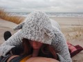 Ginger Redhead Amateur Public Cold Winter Beach Blowjob CIM & Cum Swallow