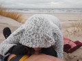 Ginger Redhead Amateur Public Cold Winter Beach Blowjob CIM & Cum Swallow