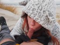 Ginger Redhead Amateur Public Cold Winter Beach Blowjob CIM & Cum Swallow
