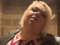 BBW being silly flashing at work’s bathroom