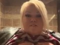 BBW being silly flashing at work’s bathroom