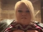 BBW being silly flashing at work’s bathroom