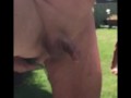 Prostate massage with unexpected dribbling handsfree precum