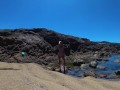 TRAVEL NUDE - Perfect body nudist girl on the wild beach in Spain