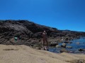 TRAVEL NUDE - Perfect body nudist girl on the wild beach in Spain
