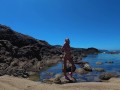 TRAVEL NUDE - Perfect body nudist girl on the wild beach in Spain