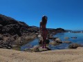 TRAVEL NUDE - Perfect body nudist girl on the wild beach in Spain