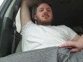 Babe jacking me off in the car till I cum