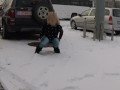 I stopped my car in public parking and i PEE in the SNOW